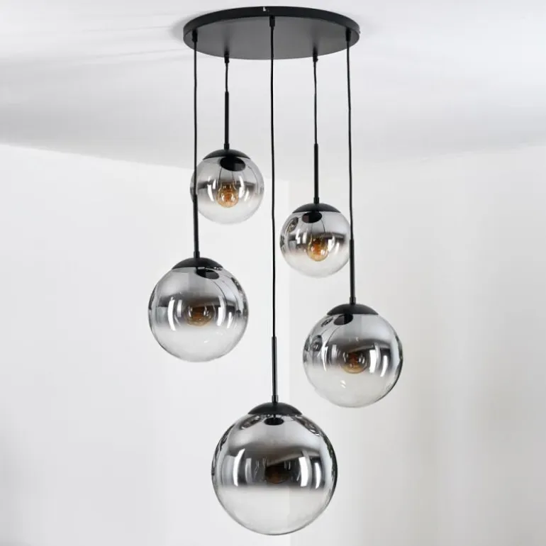Gastor Suspension, Boule lumineuse 45 cm Noir, 5 lumières
