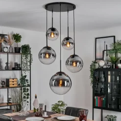 Gastor Suspension, Boule lumineuse 45 cm Noir, 5 lumières