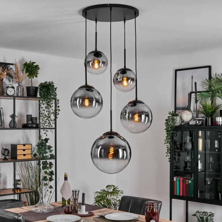 Gastor Suspension, Boule lumineuse 45 cm Noir, 5 lumières