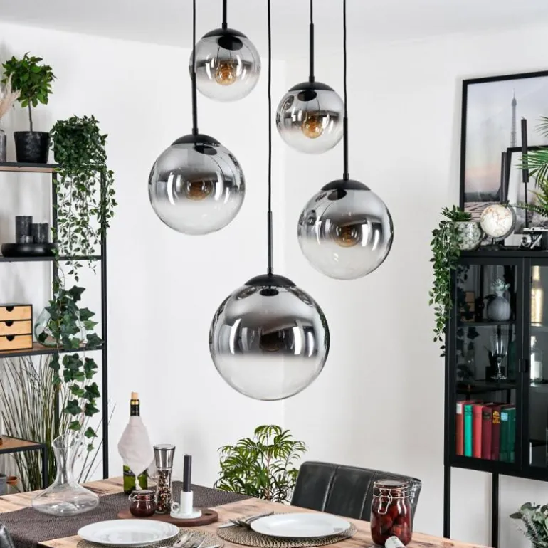 Gastor Suspension, Boule lumineuse 45 cm Noir, 5 lumières