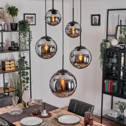 Gastor Suspension, Boule lumineuse 45 cm Noir, 5 lumières