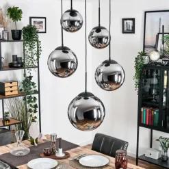 Gastor Suspension, Boule lumineuse 45 cm Noir, 5 lumières