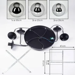 Gastor Suspension, Boule lumineuse 45 cm Noir, 5 lumières