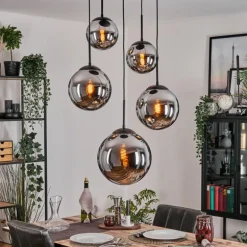 Gastor Suspension, Boule lumineuse 45 cm Noir, 5 lumières