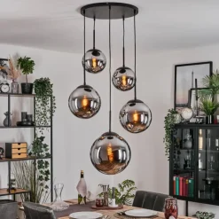 Gastor Suspension, Boule lumineuse 45 cm Noir, 5 lumières