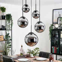 Gastor Suspension, Boule lumineuse 45 cm Noir, 5 lumières