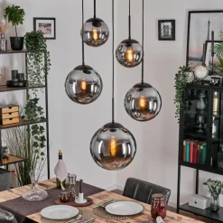 Gastor Suspension, Boule lumineuse 45 cm Noir, 5 lumières