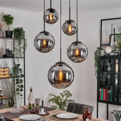 Gastor Suspension, Boule lumineuse 45 cm Noir, 5 lumières