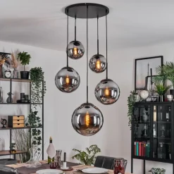 Gastor Suspension, Boule lumineuse 45 cm Noir, 5 lumières