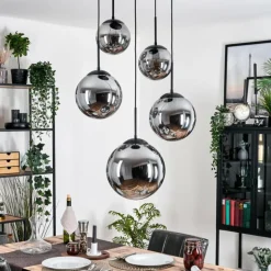 Gastor Suspension, Boule lumineuse 45 cm Noir, 5 lumières