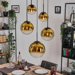 Gastor Suspension, Boule lumineuse 45 cm Noir, 5 lumières