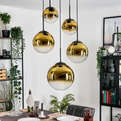 Gastor Suspension, Boule lumineuse 45 cm Noir, 5 lumières