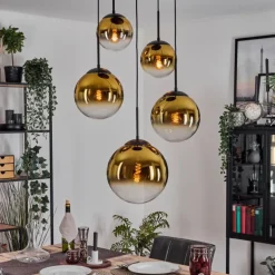 Gastor Suspension, Boule lumineuse 45 cm Noir, 5 lumières