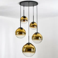 Gastor Suspension, Boule lumineuse 45 cm Noir, 5 lumières