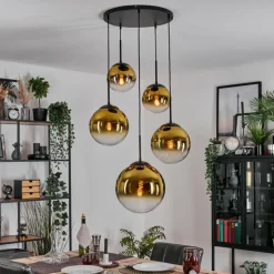 Gastor Suspension, Boule lumineuse 45 cm Noir, 5 lumières