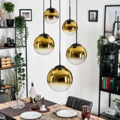 Gastor Suspension, Boule lumineuse 45 cm Noir, 5 lumières