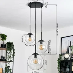 Gastor Suspension, Boule lumineuse Clair, 3 lumières