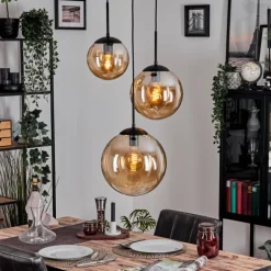 Gastor Suspension, Boule lumineuse Ambre, 3 lumières
