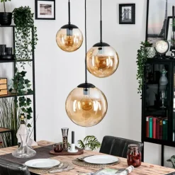 Gastor Suspension, Boule lumineuse Ambre, 3 lumières