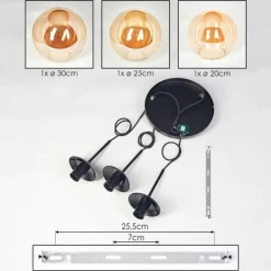 Gastor Suspension, Boule lumineuse Ambre, 3 lumières
