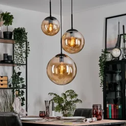 Gastor Suspension, Boule lumineuse Ambre, 3 lumières