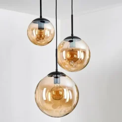 Gastor Suspension, Boule lumineuse Ambre, 3 lumières