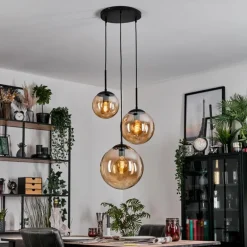 Gastor Suspension, Boule lumineuse Ambre, 3 lumières