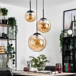Gastor Suspension, Boule lumineuse Ambre, 3 lumières
