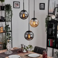 Gastor Suspension, Boule lumineuse Ambre, Fumé, 3 lumières