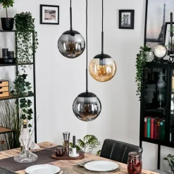 Gastor Suspension, Boule lumineuse Ambre, Fumé, 3 lumières