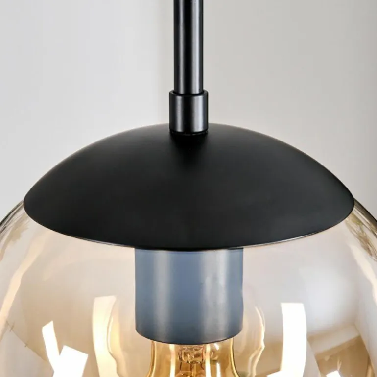 Gastor Suspension, Boule lumineuse Ambre, Fumé, 3 lumières