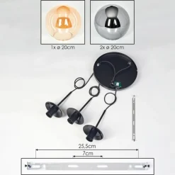 Gastor Suspension, Boule lumineuse Ambre, Fumé, 3 lumières