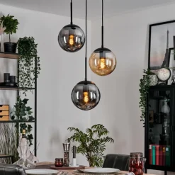 Gastor Suspension, Boule lumineuse Ambre, Fumé, 3 lumières