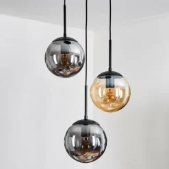Gastor Suspension, Boule lumineuse Ambre, Fumé, 3 lumières