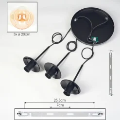Gastor Suspension, Boule lumineuse Ambre, Clair, 3 lumières