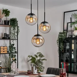 Gastor Suspension, Boule lumineuse Ambre, Clair, 3 lumières