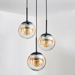 Gastor Suspension, Boule lumineuse Ambre, Clair, 3 lumières