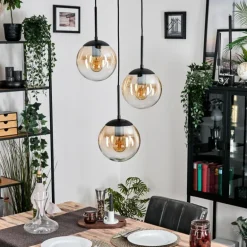 Gastor Suspension, Boule lumineuse Ambre, Clair, 3 lumières