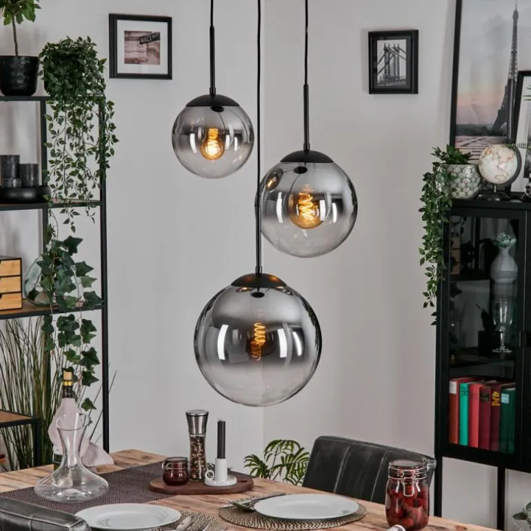 Gastor Suspension, Boule lumineuse Clair, Fumé, 3 lumières