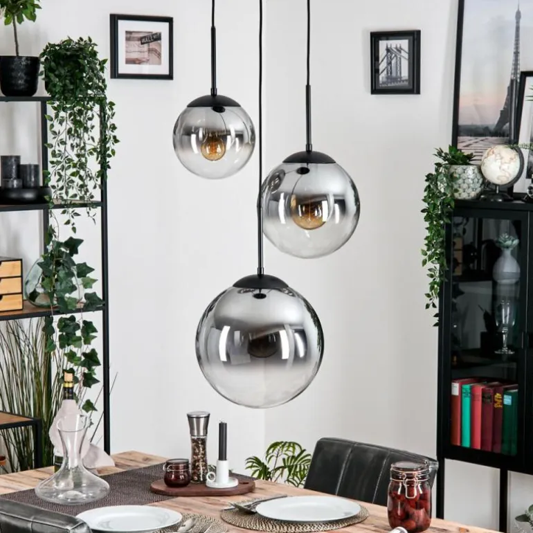 Gastor Suspension, Boule lumineuse Clair, Fumé, 3 lumières