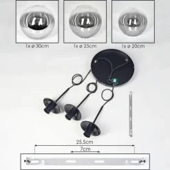 Gastor Suspension, Boule lumineuse Clair, Fumé, 3 lumières