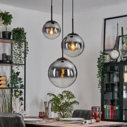 Gastor Suspension, Boule lumineuse Clair, Fumé, 3 lumières