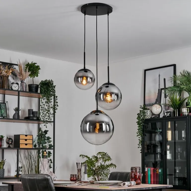 Gastor Suspension, Boule lumineuse Clair, Fumé, 3 lumières