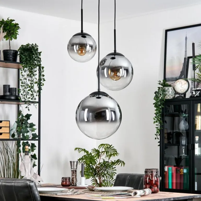 Gastor Suspension, Boule lumineuse Clair, Fumé, 3 lumières