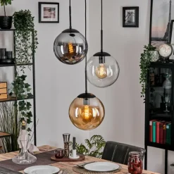 Gastor Suspension, Boule lumineuse Ambre, Clair, Fumé, 3 lumières
