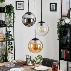Gastor Suspension, Boule lumineuse Ambre, Clair, Fumé, 3 lumières
