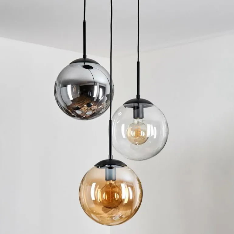 Gastor Suspension, Boule lumineuse Ambre, Clair, Fumé, 3 lumières