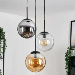 Gastor Suspension, Boule lumineuse Ambre, Clair, Fumé, 3 lumières