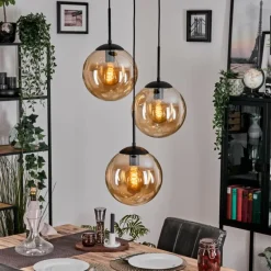 Gastor Suspension, Boule lumineuse Ambre, 3 lumières