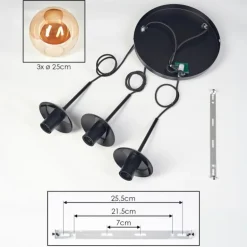 Gastor Suspension, Boule lumineuse Ambre, 3 lumières
